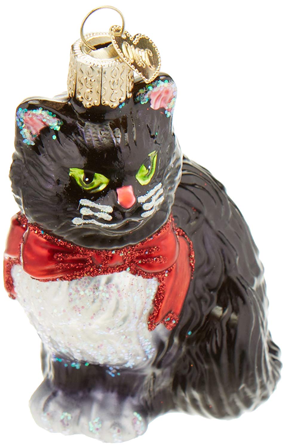 Tuxedo Kitty Glass Ornament