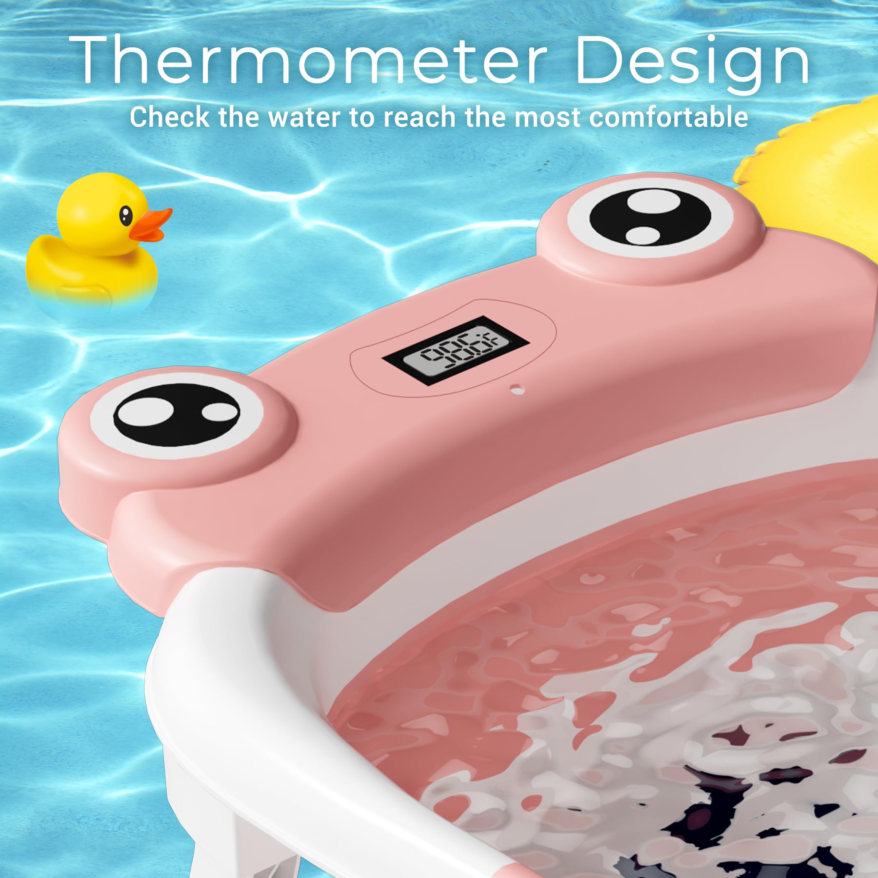 Baby Bathtub, Collapsible Newborn Bathtub for Infant to Toddler 0-24 Months with Soft Cushion and Thermometer,Portable Travel Newborn Tub with No-Slip Feet, Baby Shower Gifts,Green