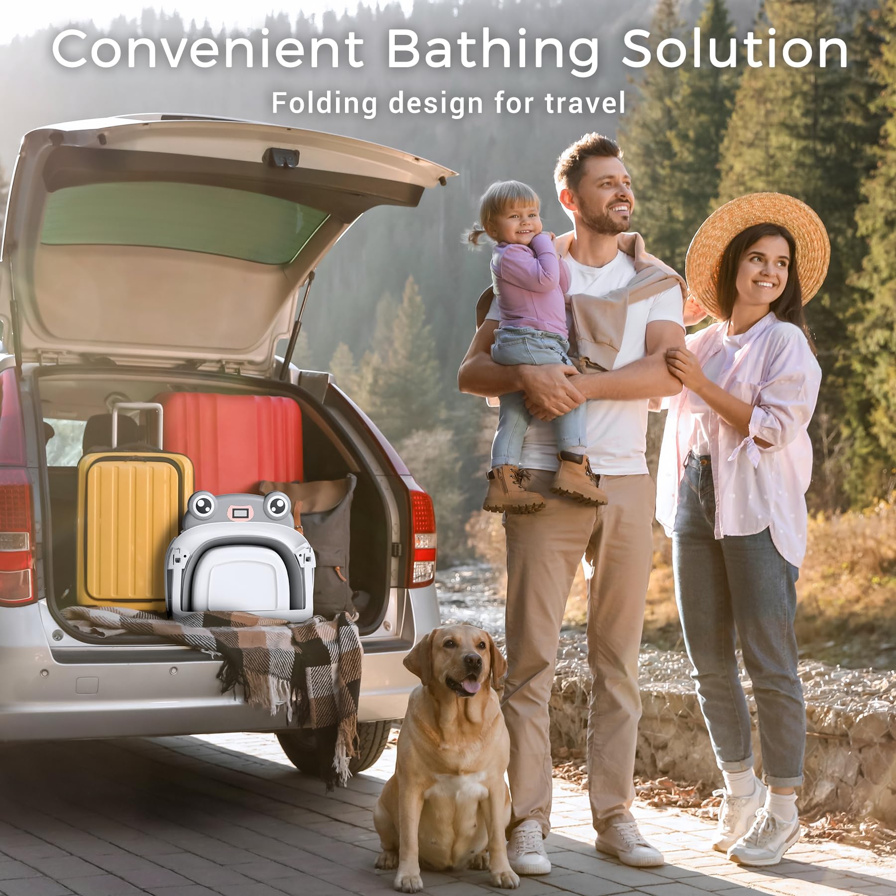 Baby Bathtub, Collapsible Newborn Bathtub for Infant to Toddler 0-24 Months with Soft Cushion and Thermometer,Portable Travel Newborn Tub with No-Slip Feet, Baby Shower Gifts,Green