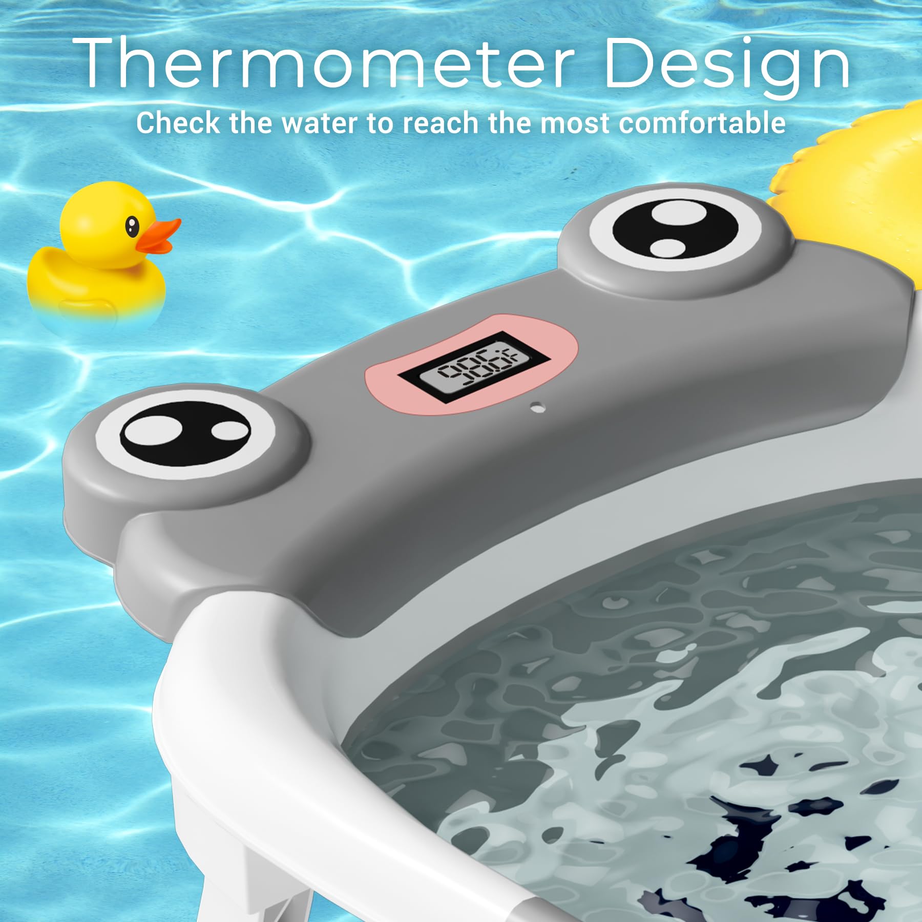 Baby Bathtub, Collapsible Newborn Bathtub for Infant to Toddler 0-24 Months with Soft Cushion and Thermometer,Portable Travel Newborn Tub with No-Slip Feet, Baby Shower Gifts,Green