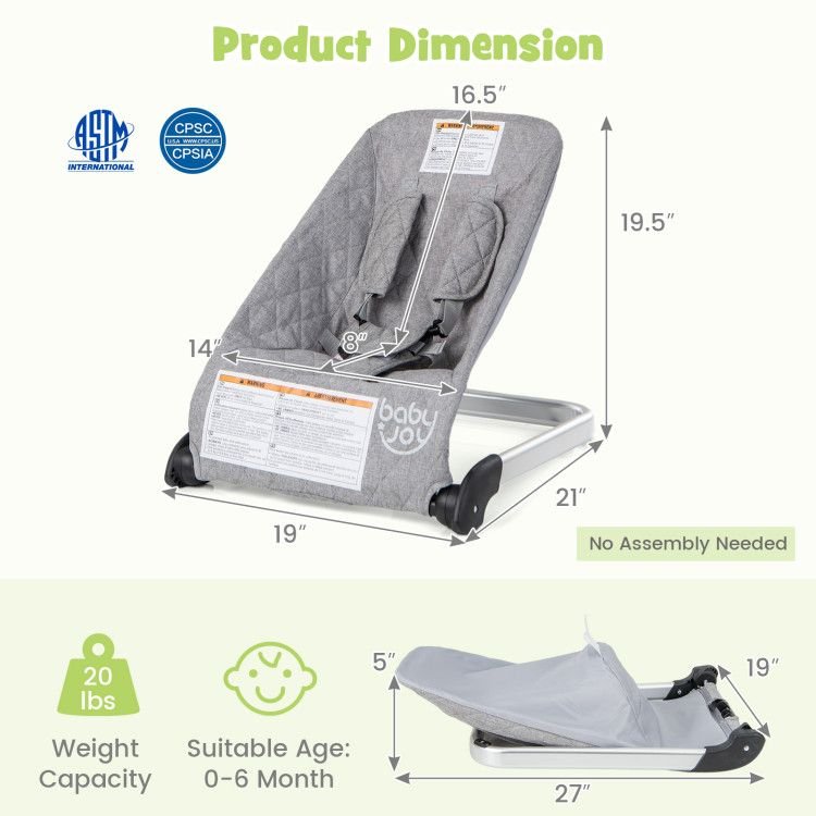 Baby Bouncer Seat with Aluminum and Metal Frame