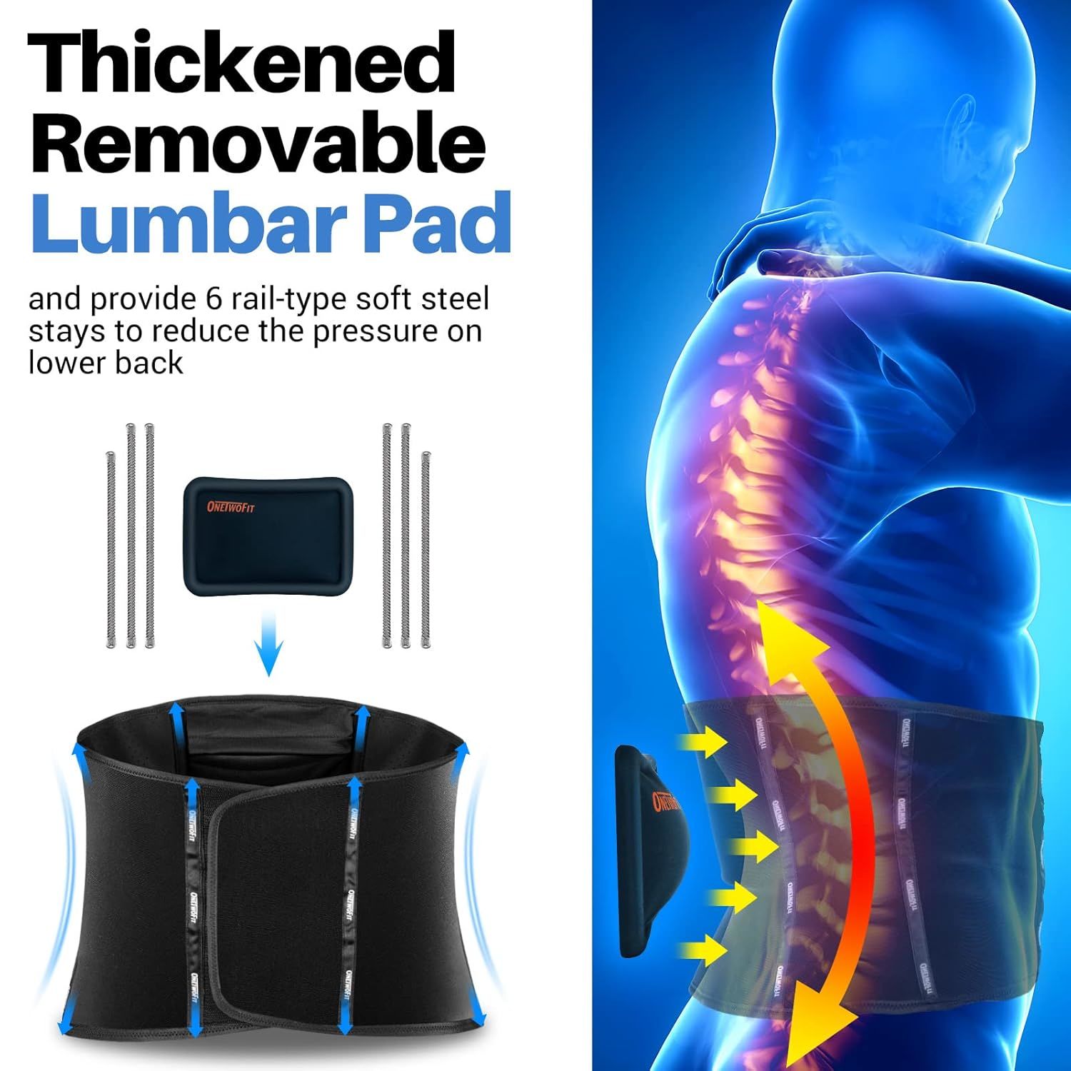 Back support for lower back pain size XL and XXL 10.63 x 6.3 x 2.76 in