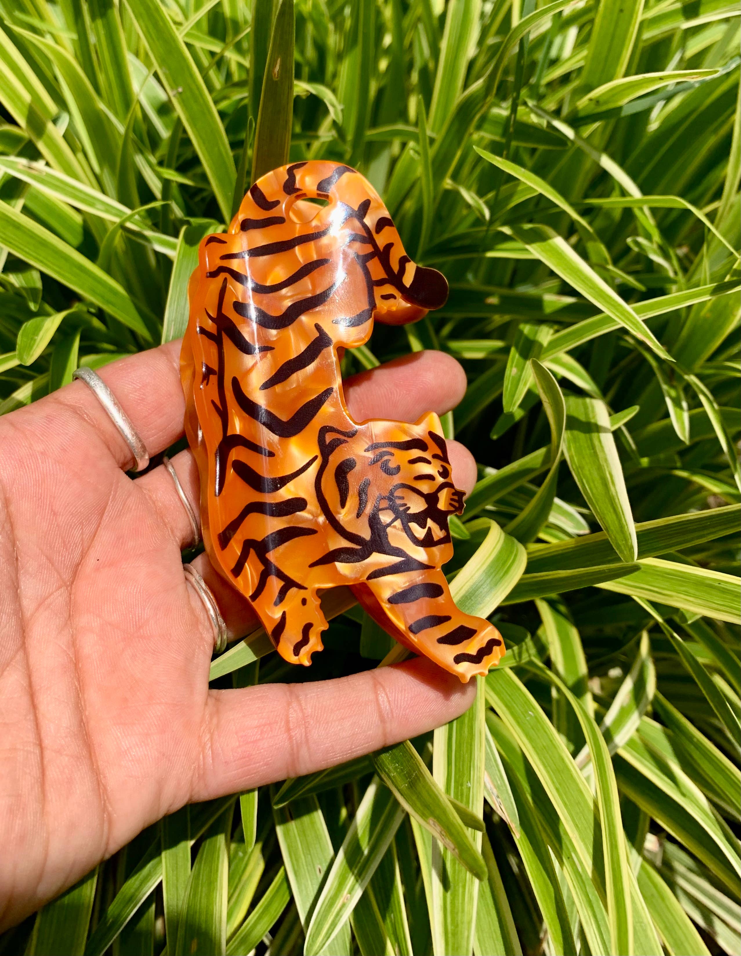 Tiger Acetate Hair Claw