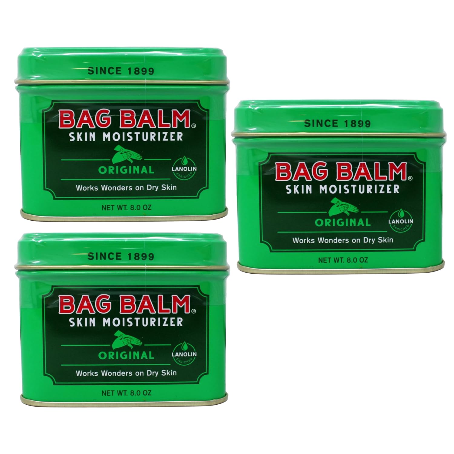 Bag Balm Vermont's Original Skin Moisturizer - Full Body Hydrating Skin Care: Dry Hands, Lips, Face, Feet & More - Unscented, Cruelty & Paraben Free - Day & Night, Men & Women (4oz Tin, Made in USA)