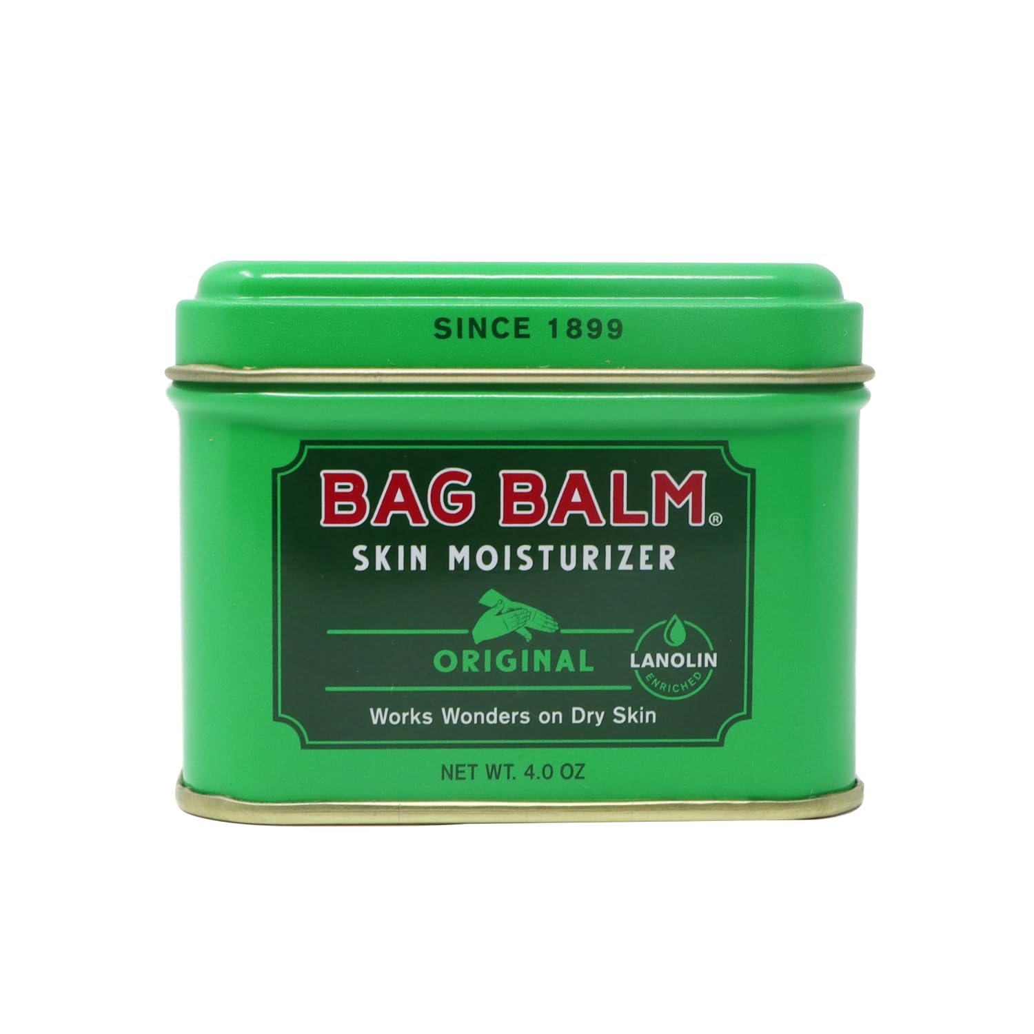 Bag Balm Vermont's Original Skin Moisturizer - Full Body Hydrating Skin Care: Dry Hands, Lips, Face, Feet & More - Unscented, Cruelty & Paraben Free - Day & Night, Men & Women (4oz Tin, Made in USA)