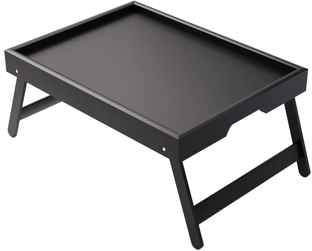 Bamboo Bed Tray Table with Foldable Legs - Multifunctional Breakfast Tray for Sofa, Bed, Eating, Working & Laptop Desk(Super Good qualiey) (Black)