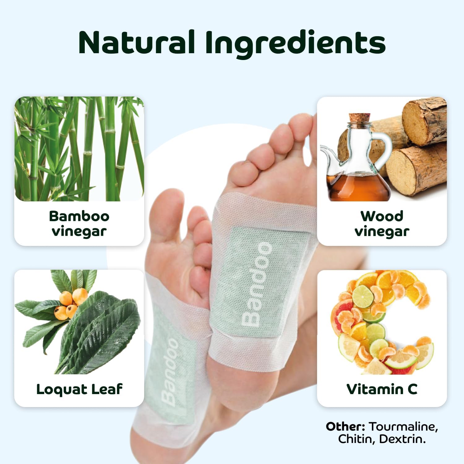 Bandoo Original Deep Cleansing Foot Pads | Rana Pads | Premium Natural Bamboo Foot Pads | Japanese Pads | Cleanse, Moisturize & Energize | for Men & Women | 10 Pads