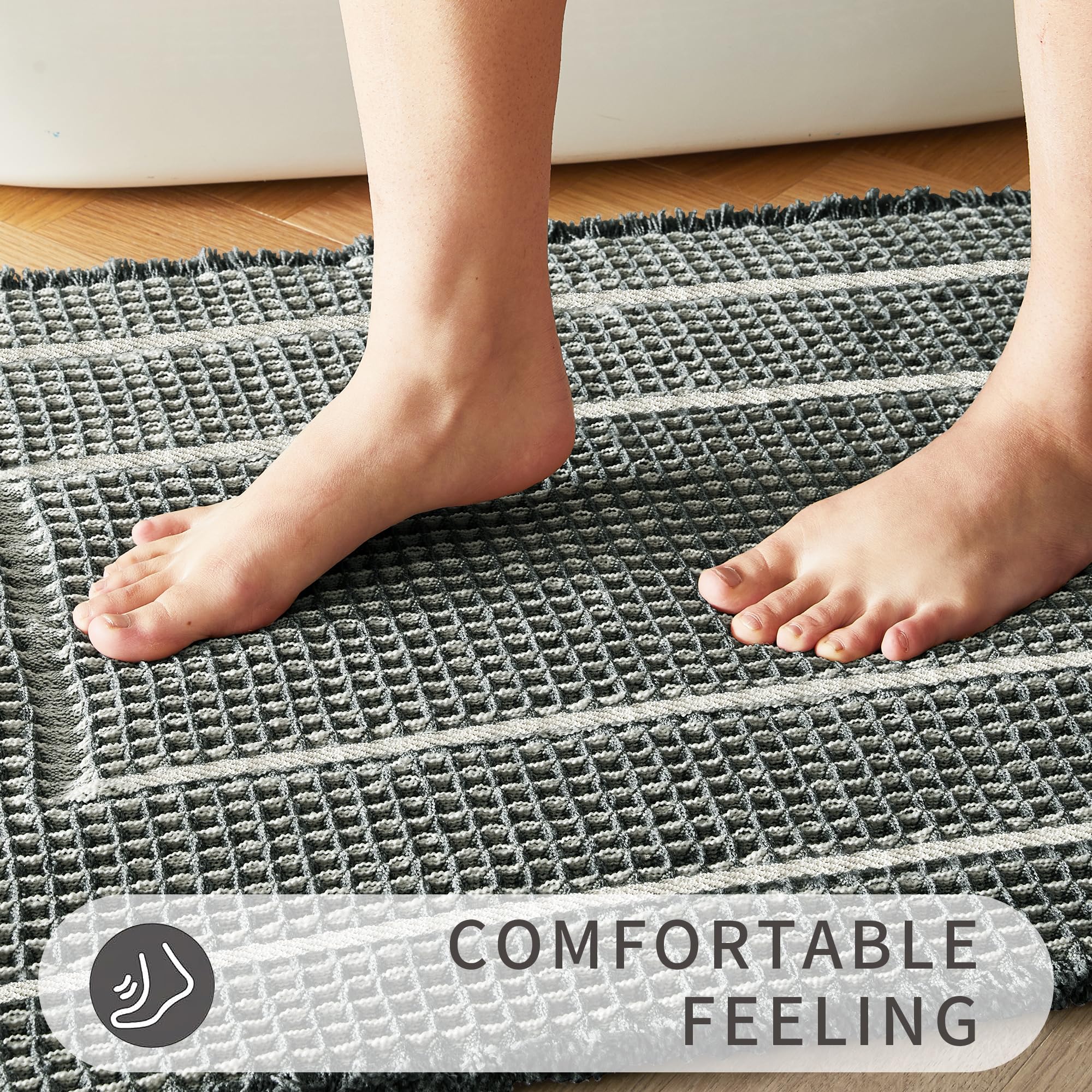 Bathroom Floor Mat,Boho Bath Rug,Super Absorbent Bath Mat,Bathroom Rugs Non Slip Washable, Quick Dry Shower Mats, Ultra Soft Bath Mat Towel,Brown,18"*30"