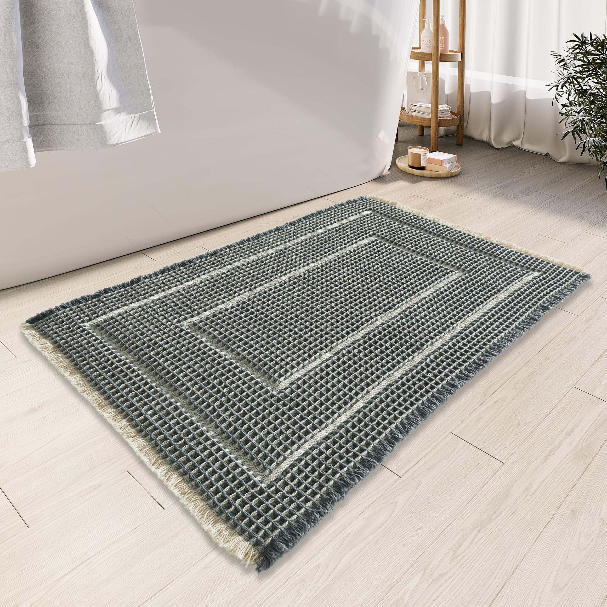 Bathroom Floor Mat,Boho Bath Rug,Super Absorbent Bath Mat,Bathroom Rugs Non Slip Washable, Quick Dry Shower Mats, Ultra Soft Bath Mat Towel,Brown,18"*30"