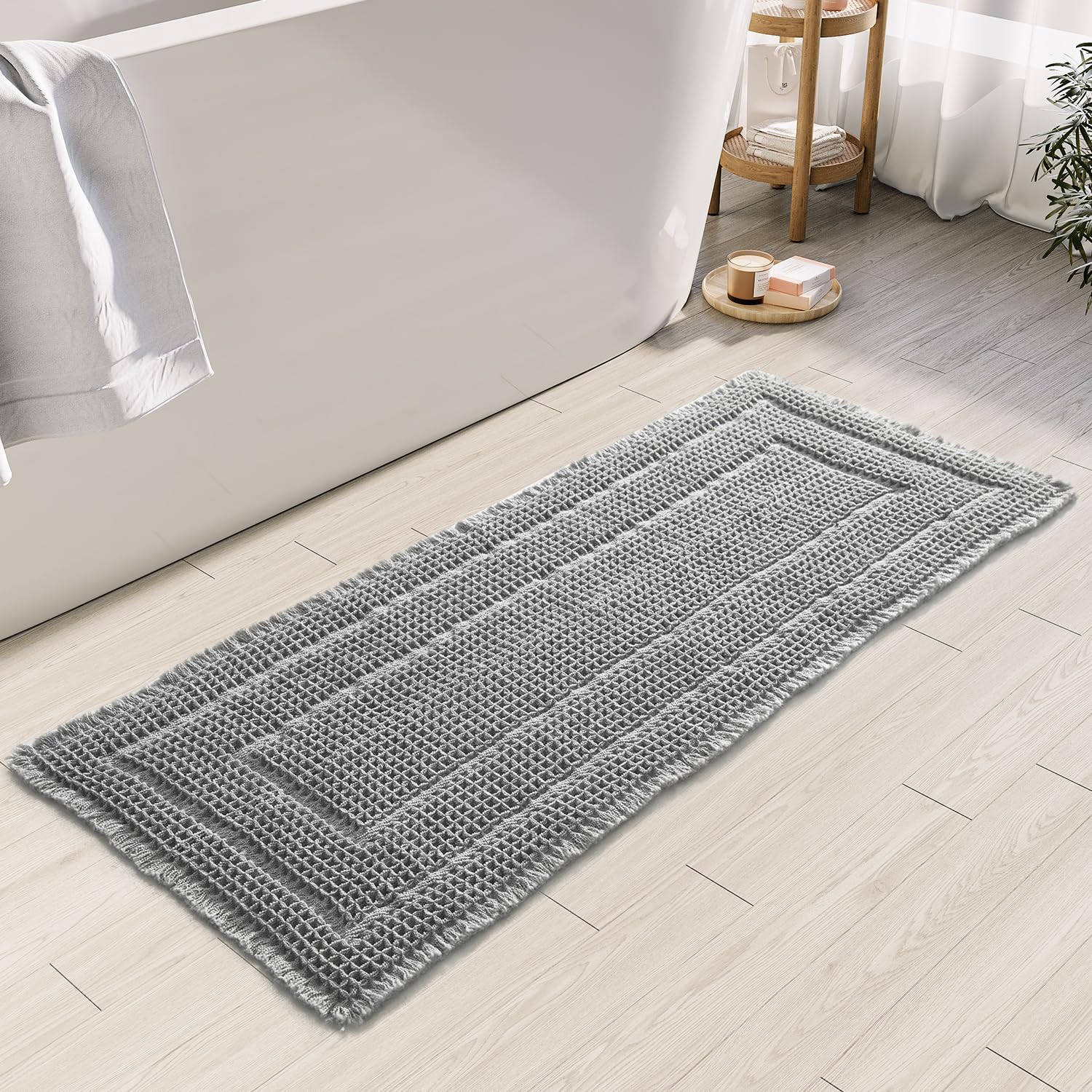 Bathroom Floor Mat,Boho Bath Rug,Super Absorbent Bath Mat,Bathroom Rugs Non Slip Washable, Quick Dry Shower Mats, Ultra Soft Bath Mat Towel,Brown,18"*30"