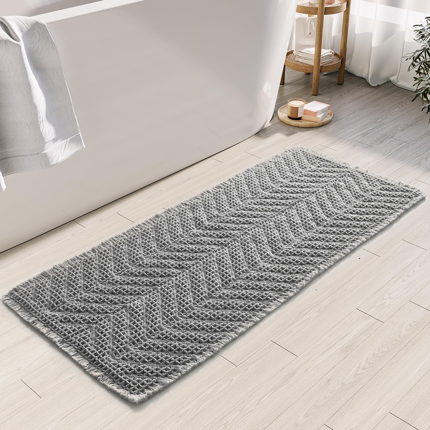 Bathroom Floor Mat,Boho Bath Rug,Super Absorbent Bath Mat,Bathroom Rugs Non Slip Washable, Quick Dry Shower Mats, Ultra Soft Bath Mat Towel,Brown,18"*30"