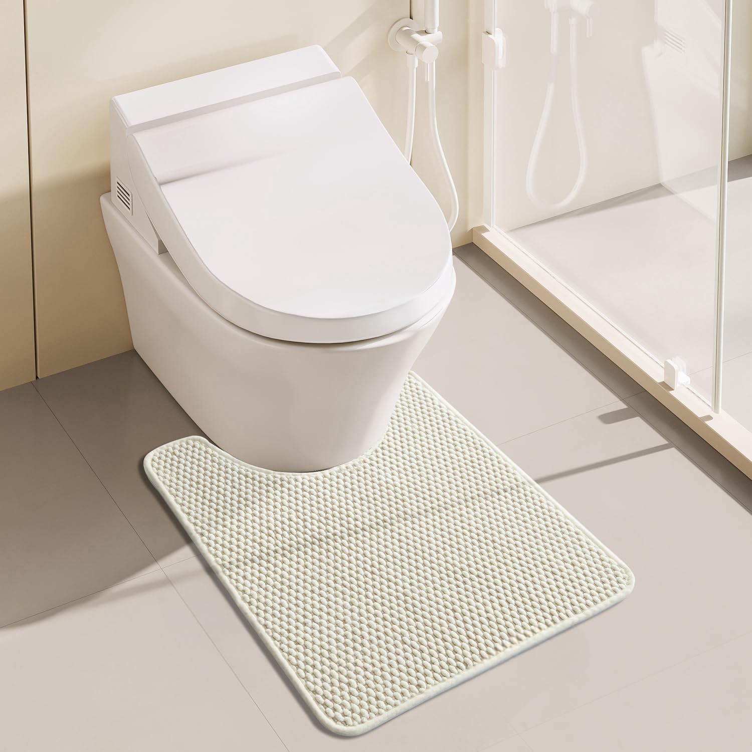 Bathroom Rug - Soft and Absorbent Chenille with Rubber Backing, Quick-Dry Mat Washable Runner Rug for Shower Floor, Bathmat Accessories and Decor Khaki 16"*24"