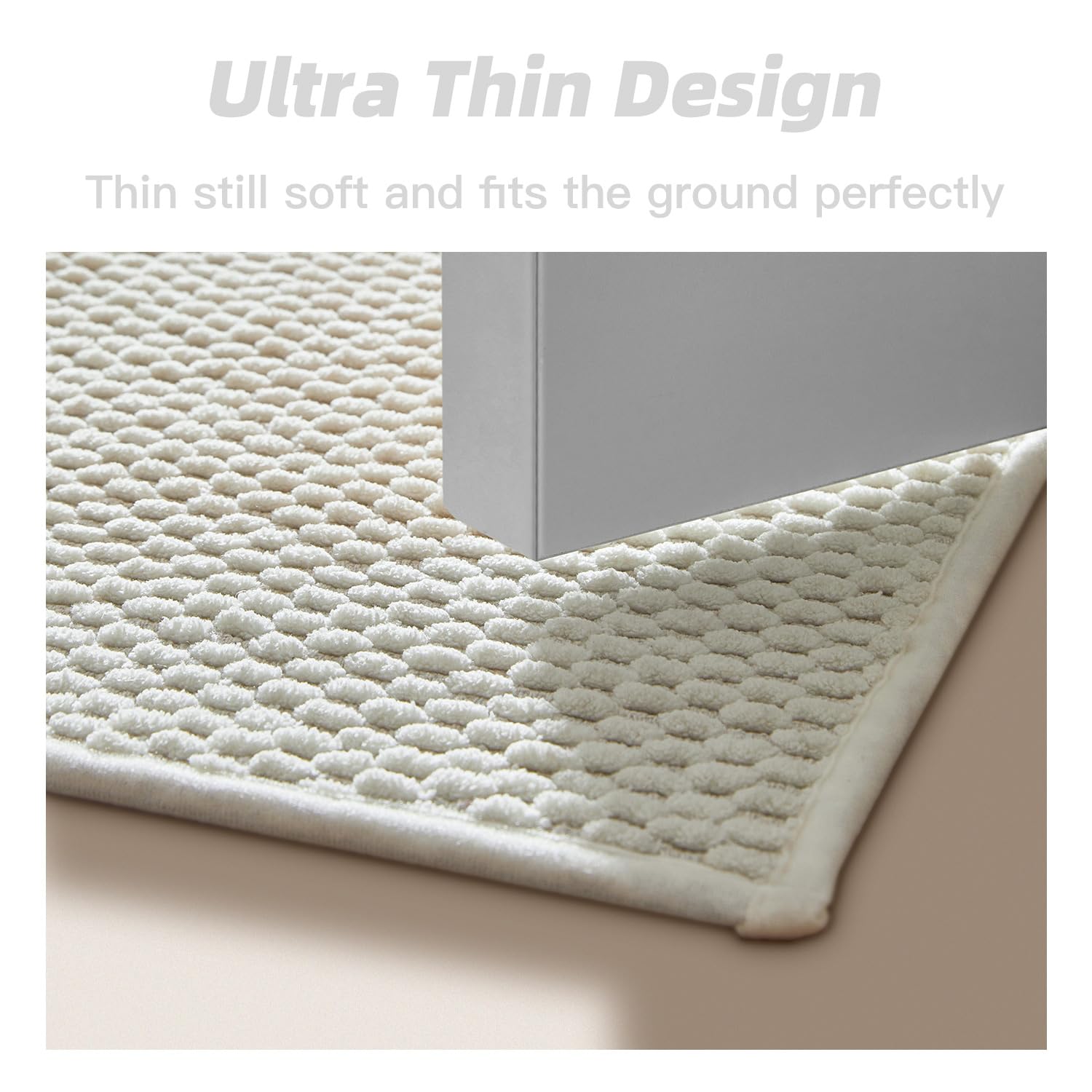 Bathroom Rug - Soft and Absorbent Chenille with Rubber Backing, Quick-Dry Mat Washable Runner Rug for Shower Floor, Bathmat Accessories and Decor Khaki 16"*24"