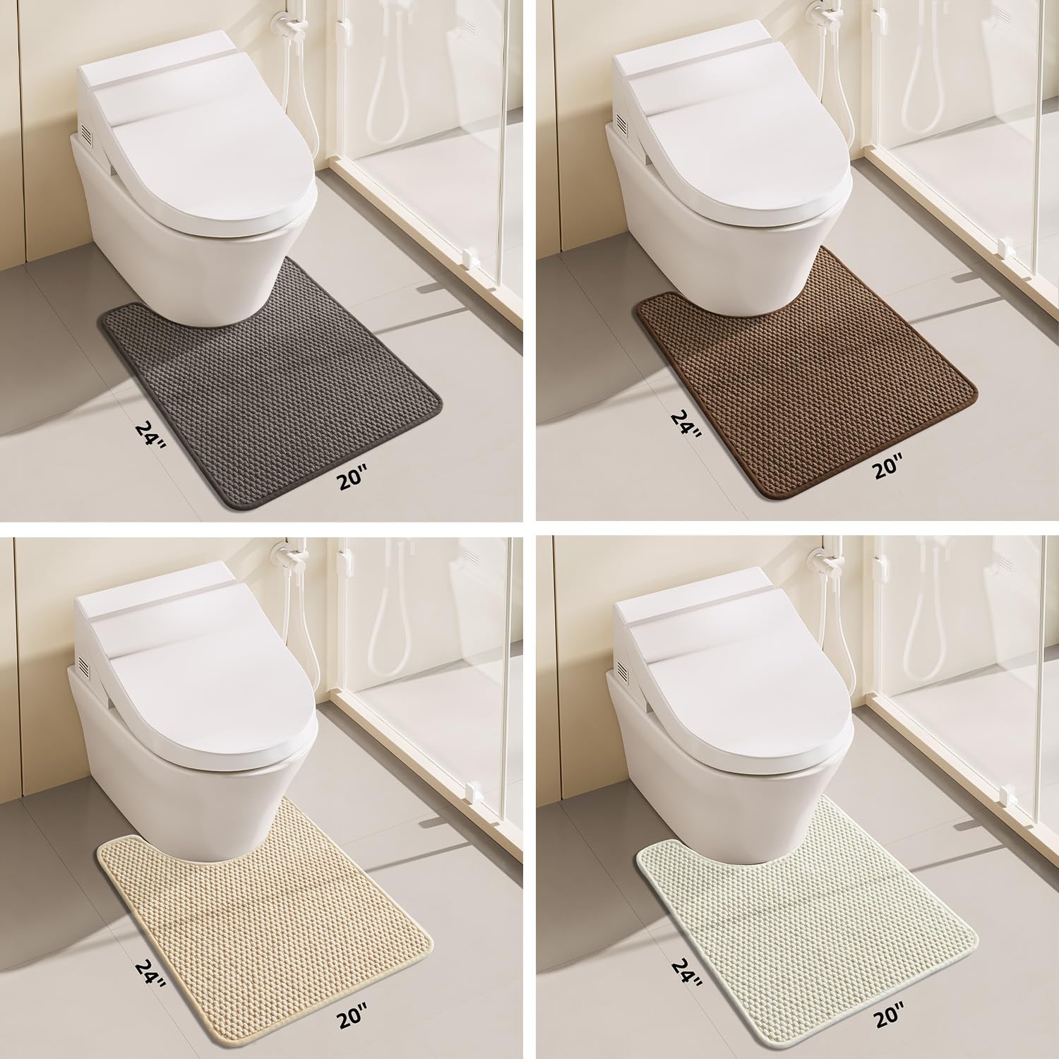 Bathroom Rug - Soft and Absorbent Chenille with Rubber Backing, Quick-Dry Mat Washable Runner Rug for Shower Floor, Bathmat Accessories and Decor Khaki 16"*24"