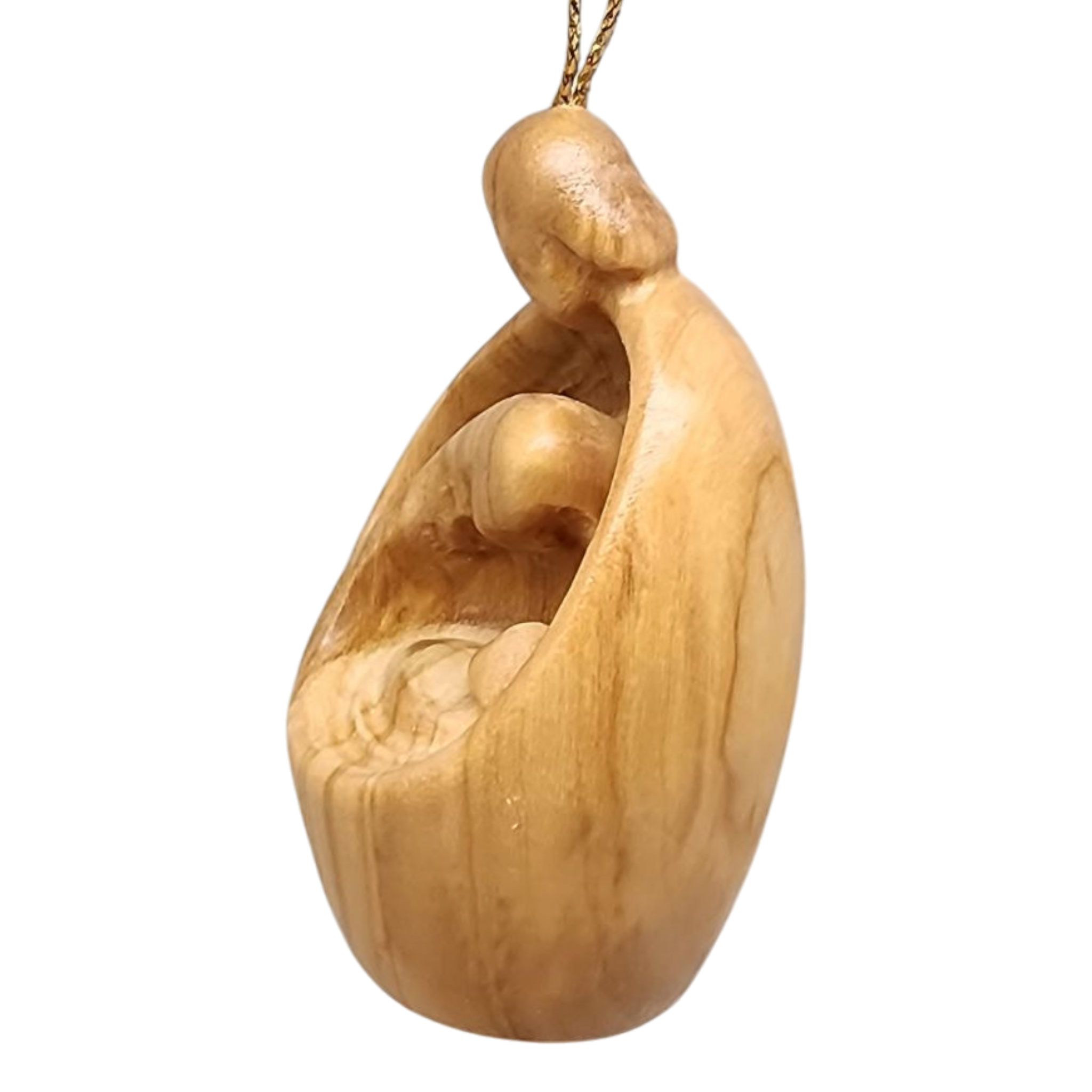 Modern Style Nativity Scene Ornament - Olive Wood - 3 Inch