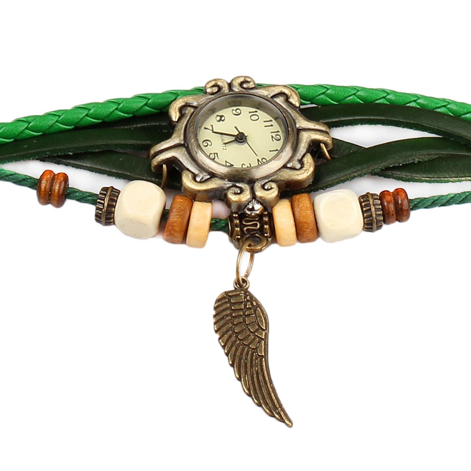 Beautiful Bohemian Style Retro Handmade Leather Angel Wing Women's Watches