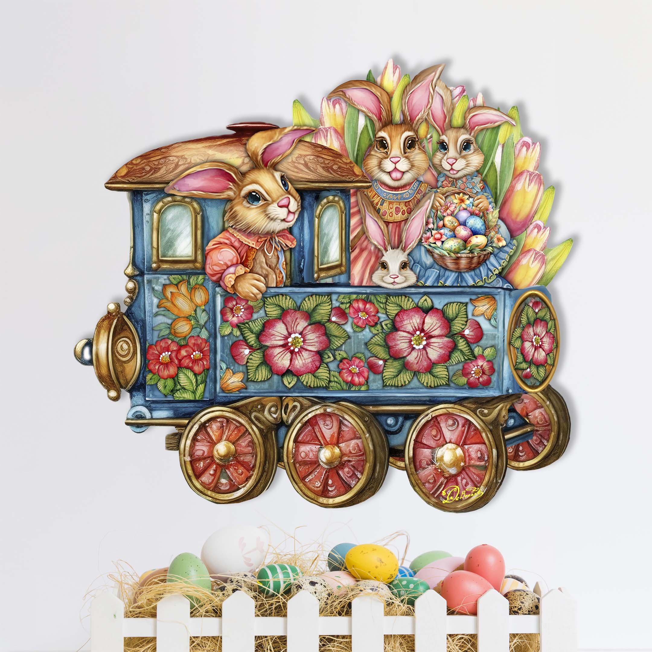 Easter Bunny Train Holiday Door Decor by G. Debrekht - Easter Spring Decor - 8652781H