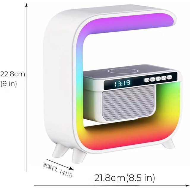 Bedside Table Lamp Bluetooth Speakers Ambient Lighting Night Light Support 15W Wireless Charging LED Desk Lamp for Bedroom Decor Family Friends Gifts