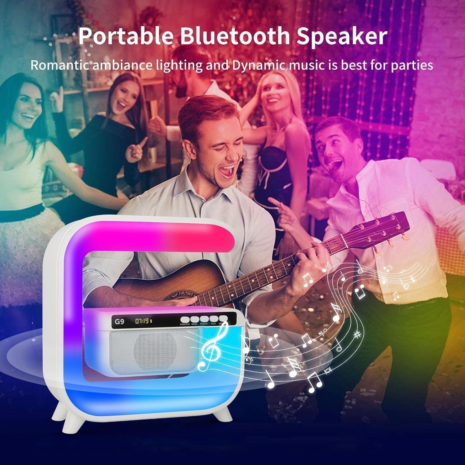 Bedside Table Lamp Bluetooth Speakers Ambient Lighting Night Light Support 15W Wireless Charging LED Desk Lamp for Bedroom Decor Family Friends Gifts