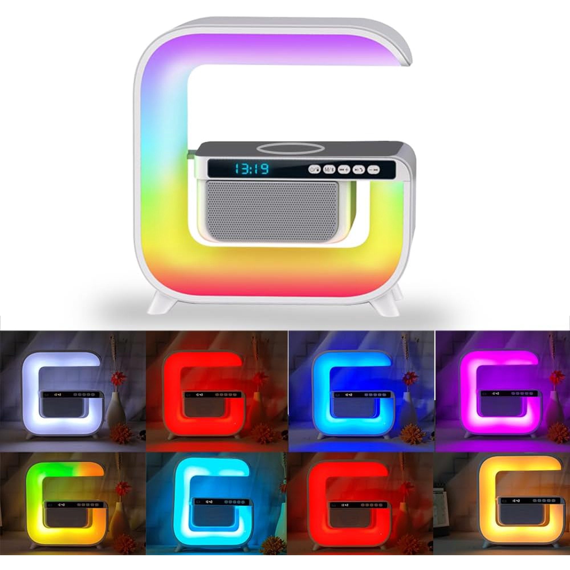 Bedside Table Lamp Bluetooth Speakers Ambient Lighting Night Light Support 15W Wireless Charging LED Desk Lamp for Bedroom Decor Family Friends Gifts