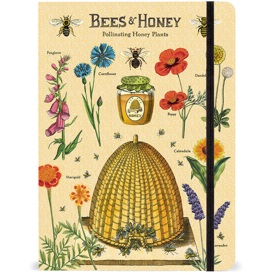 Vintage-Inspired Bees & Honey Notebook Journal with Elastic Closure