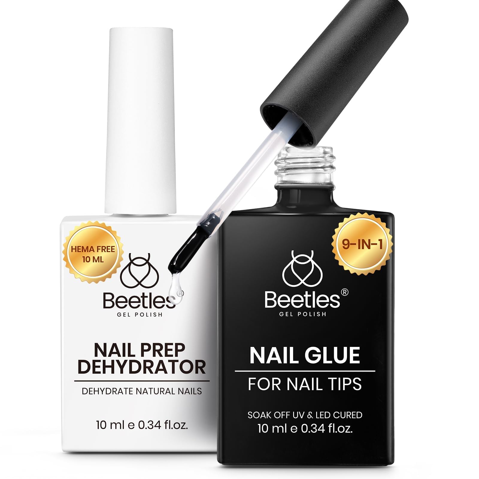 beetles Gel Polish 9 In 1 Gel Nail Glue for Clear Acrylic Nail Tips 2 Pcs 15ml Long Lasting Nail Gel Kit for False Nails Tips, Base Blooming Nail Gel, U V Light Required