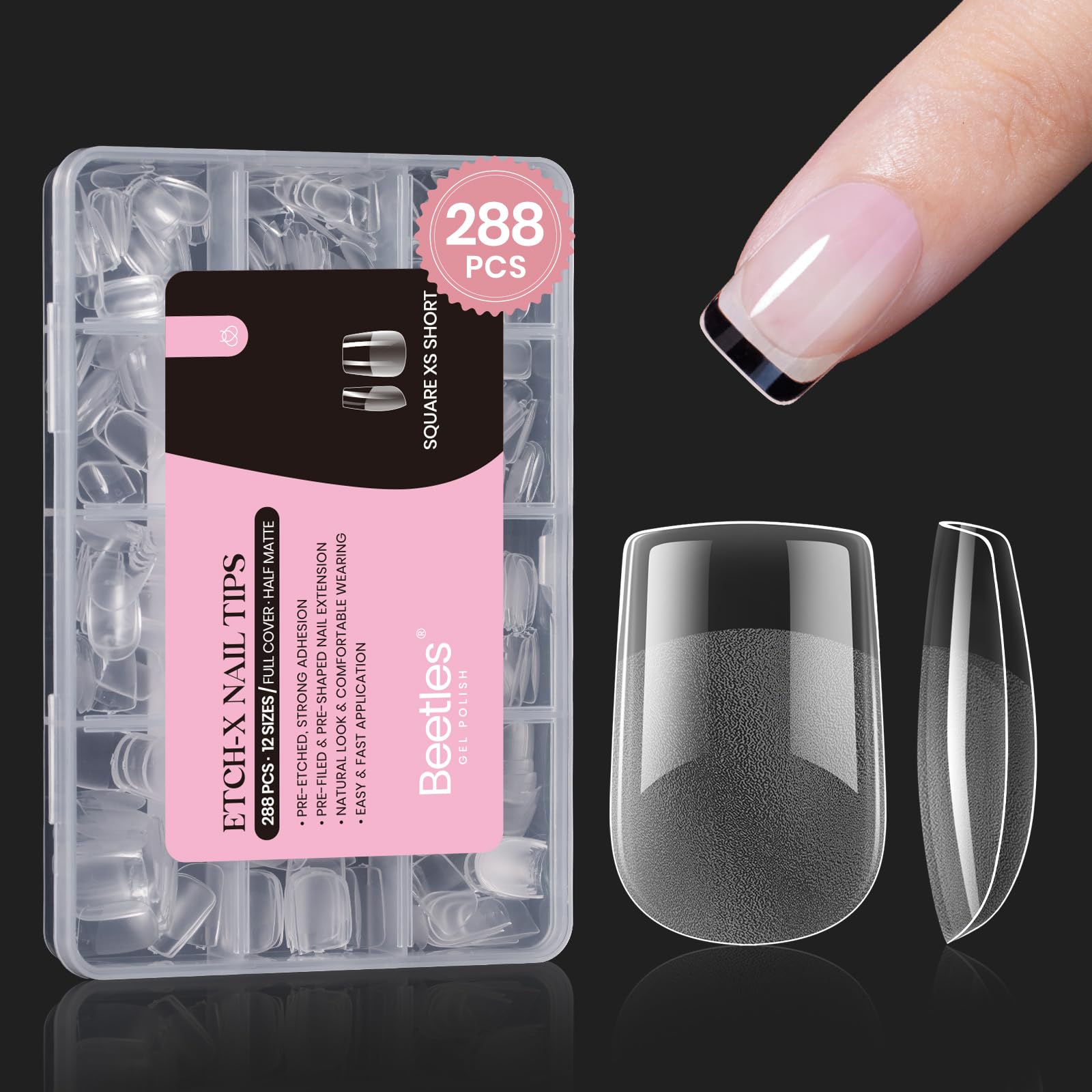 beetles Gel Polish 9 In 1 Gel Nail Glue for Clear Acrylic Nail Tips 2 Pcs 15ml Long Lasting Nail Gel Kit for False Nails Tips, Base Blooming Nail Gel, U V Light Required
