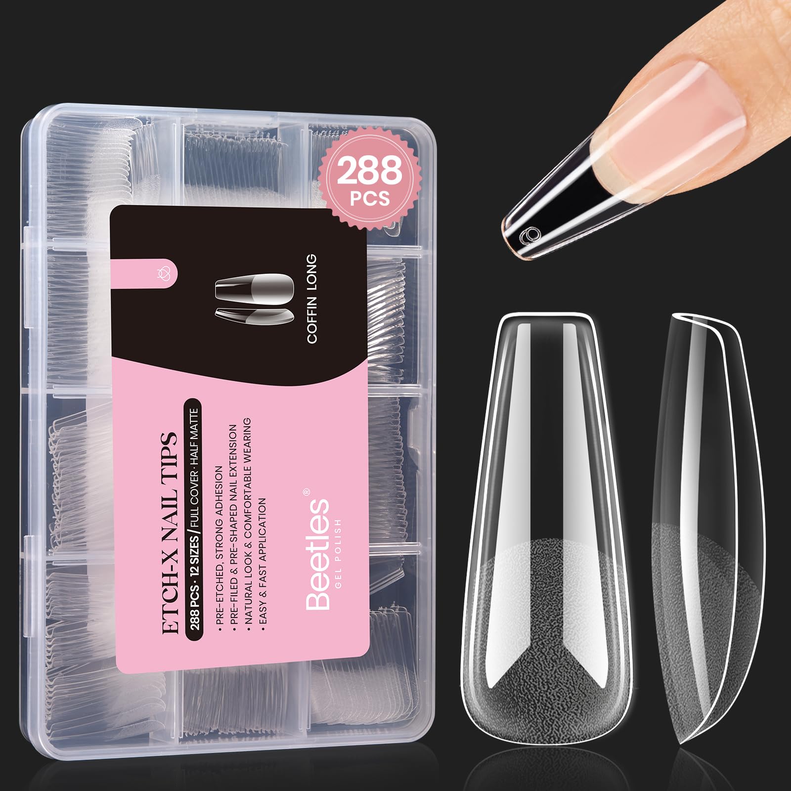 beetles Gel Polish 9 In 1 Gel Nail Glue for Clear Acrylic Nail Tips 2 Pcs 15ml Long Lasting Nail Gel Kit for False Nails Tips, Base Blooming Nail Gel, U V Light Required