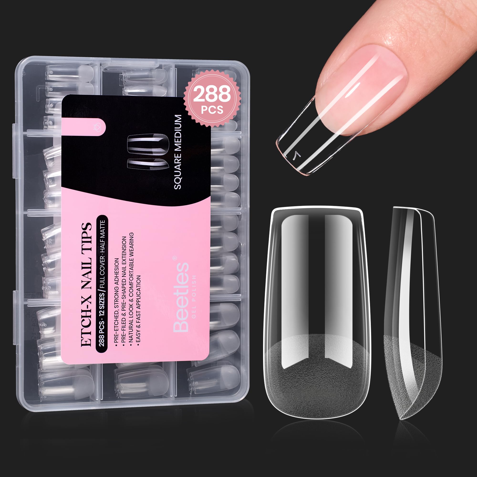 beetles Gel Polish 9 In 1 Gel Nail Glue for Clear Acrylic Nail Tips 2 Pcs 15ml Long Lasting Nail Gel Kit for False Nails Tips, Base Blooming Nail Gel, U V Light Required
