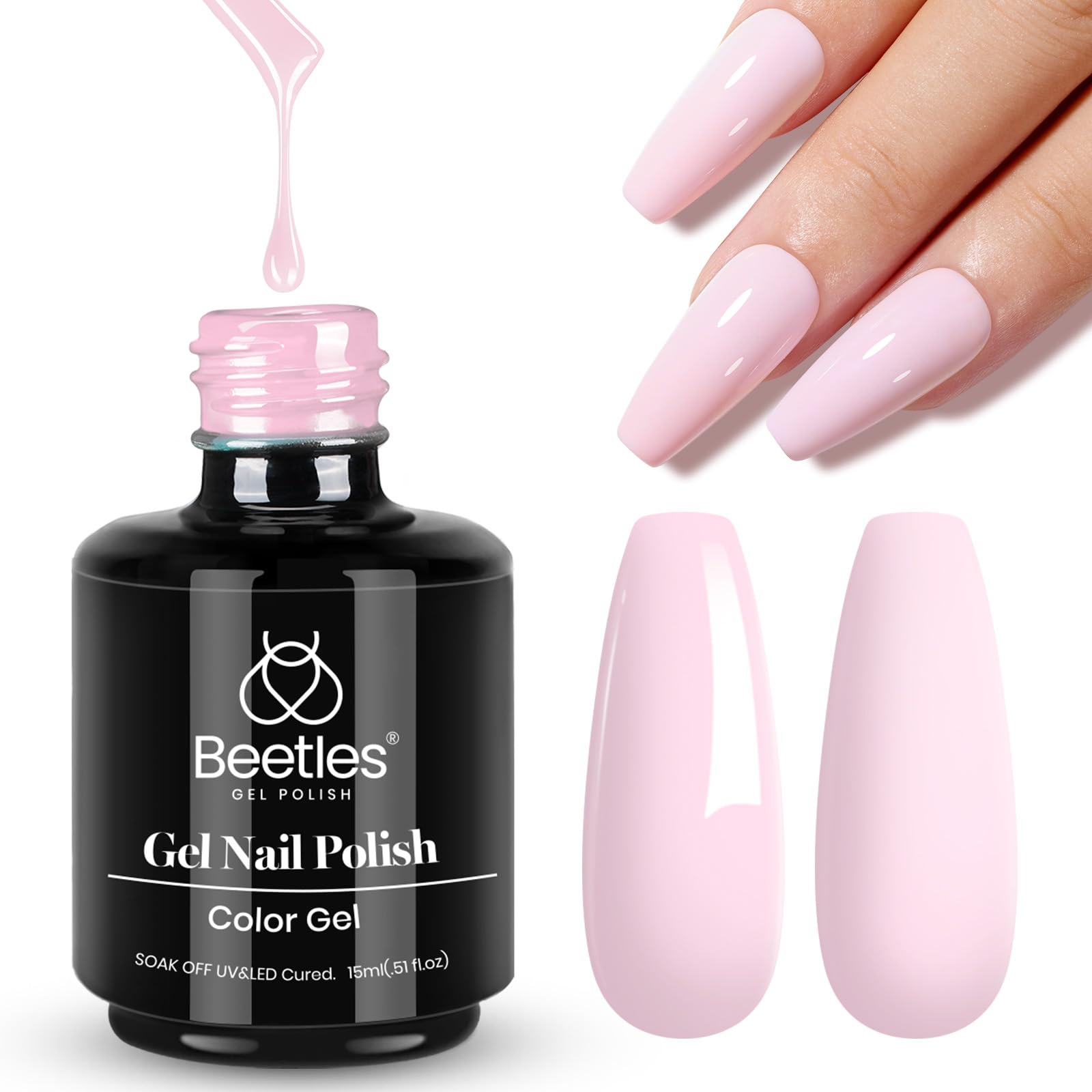 Beetles White Gel Nail Polish,15ml Summer Soak Off UV Gel Polish French Nail Art Manicure Salon DIY Design at Home Gift for Woman