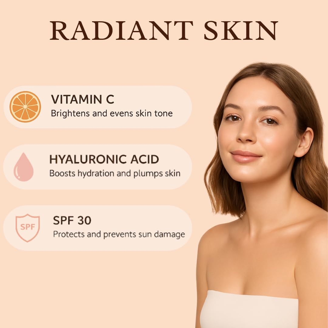 Bellkah SPF 30 Anti-Aging Face Moisturizer Cream – Firming, Wrinkle-Reducing, Hydrating Moisturizer Face Cream with Vitamin C & Hyaluronic Acid – Moisturizing Skin Care for Women – 30ml