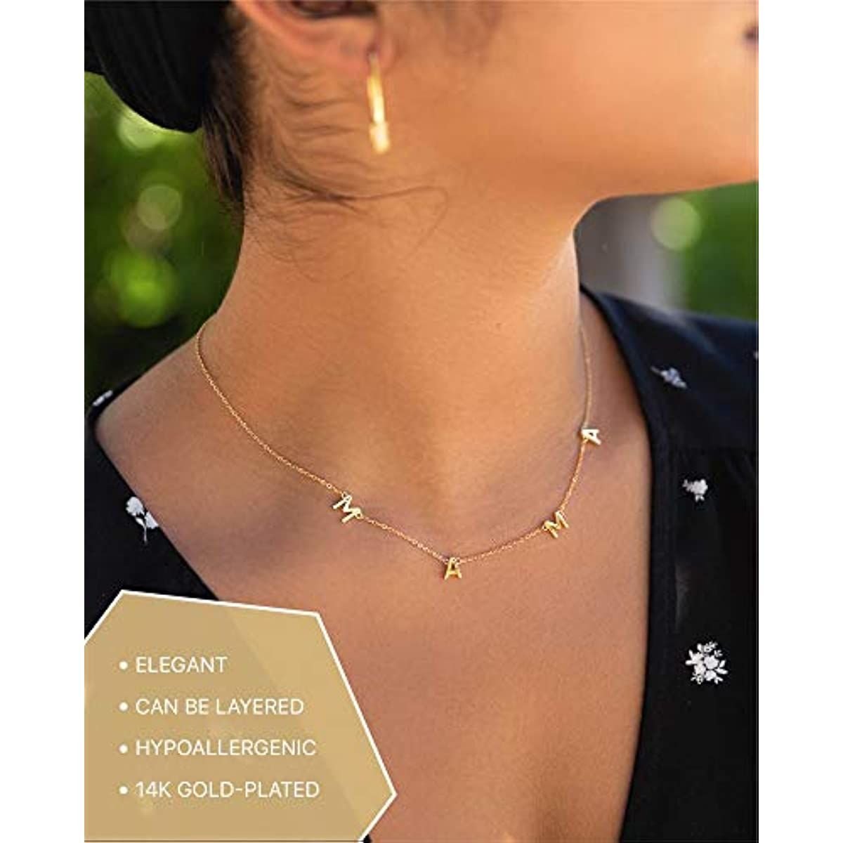 Benevolence LA Mama Necklace Dainty Necklace; 14k Gold Dipped Necklaces For Women; Gifts for Mom | 14 Gold Necklace; Mother's Necklace; Necklaces for Mom; Designed in California