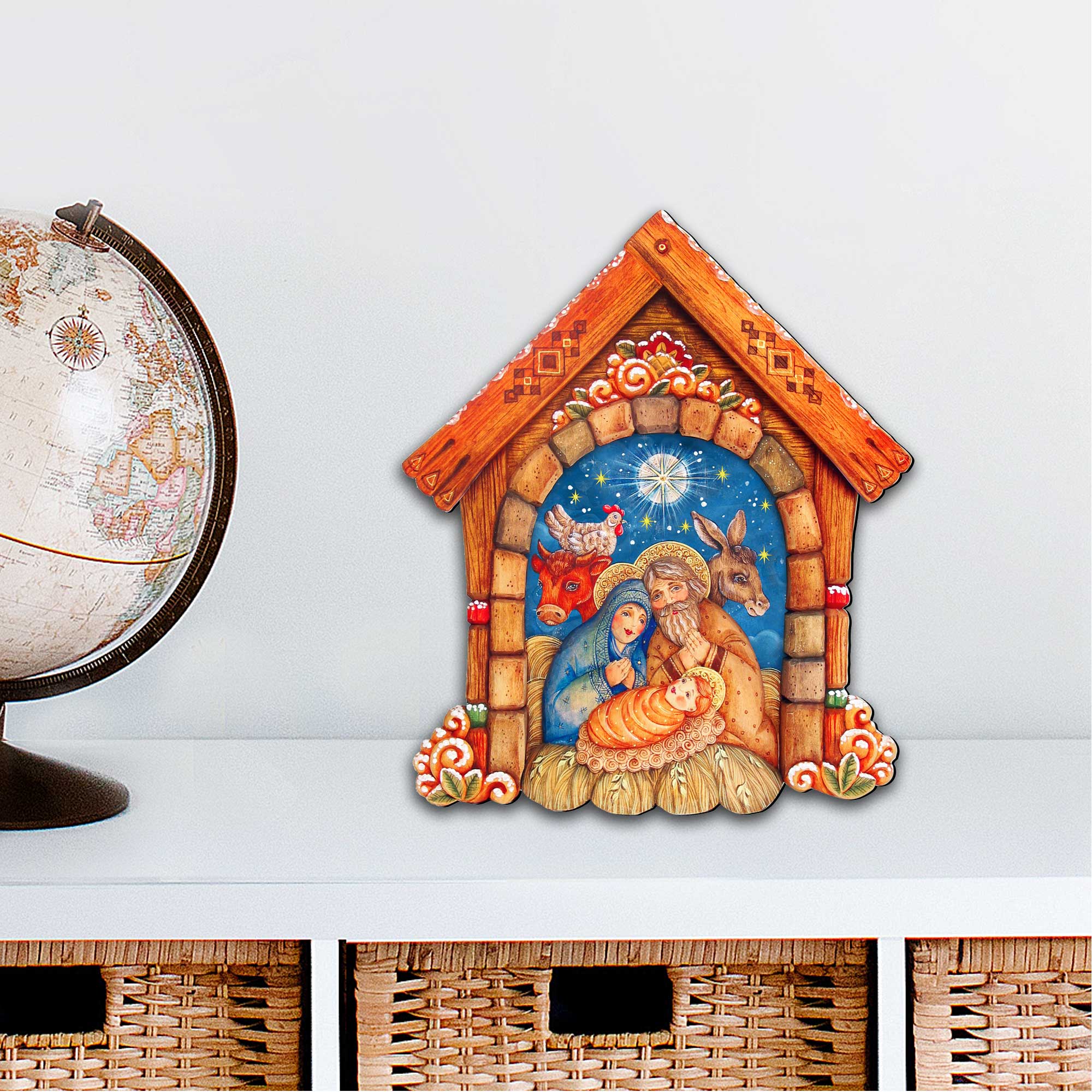Village Nativity Door Decor by G. DeBrekht - Nativity Holiday Decor - 8152630H