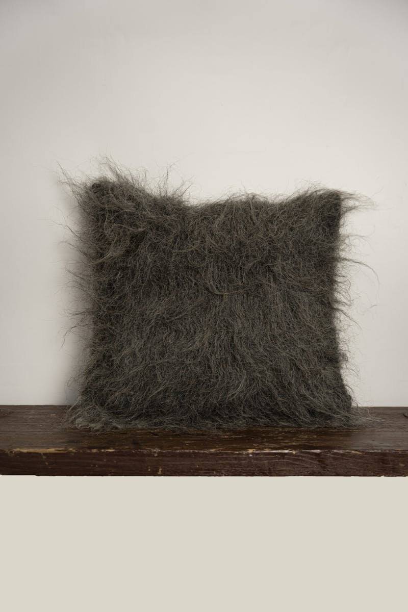 Organic Wool Pillow - Handwoven Brushed Wood Decorative Pillow