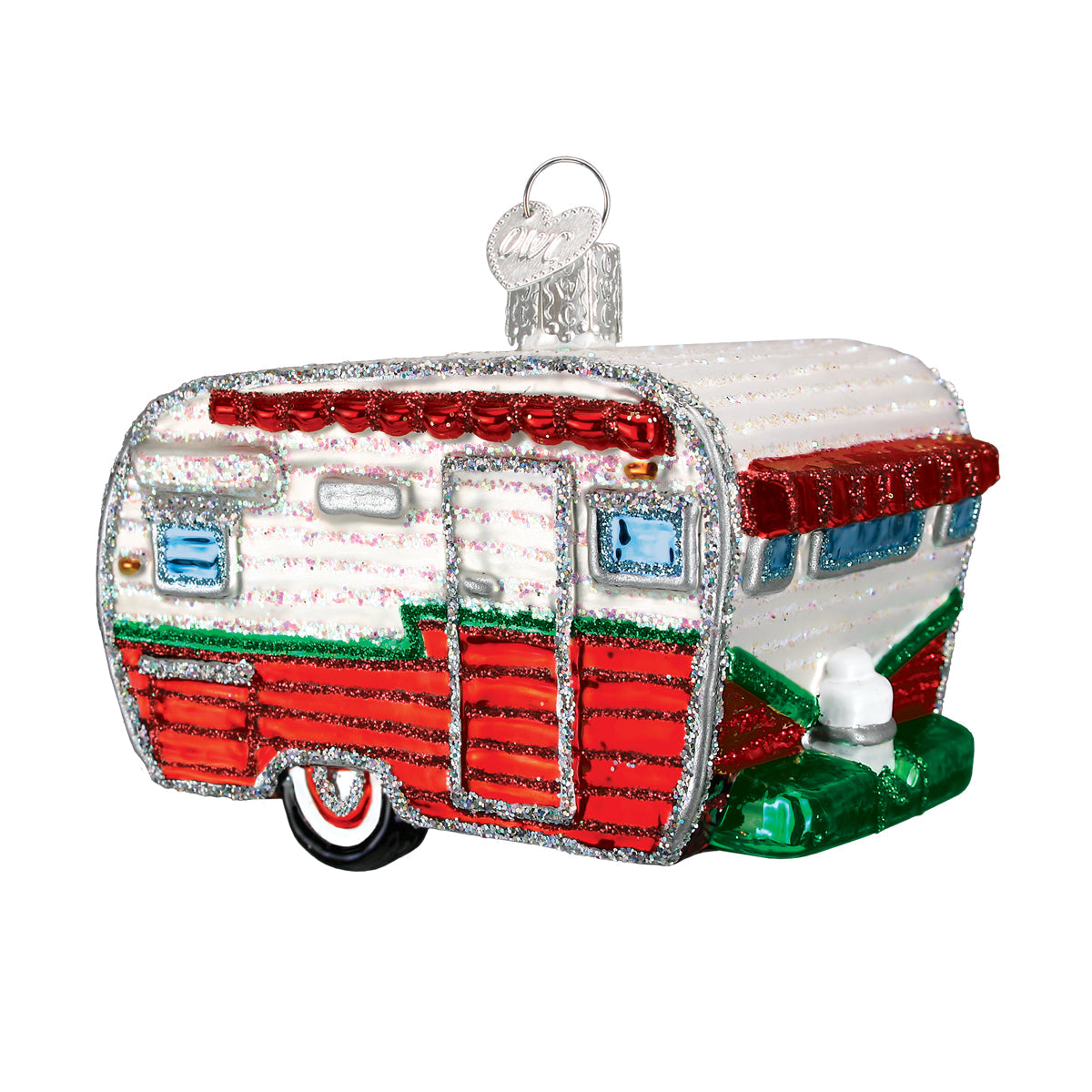 Travel Trailer Glass Ornament