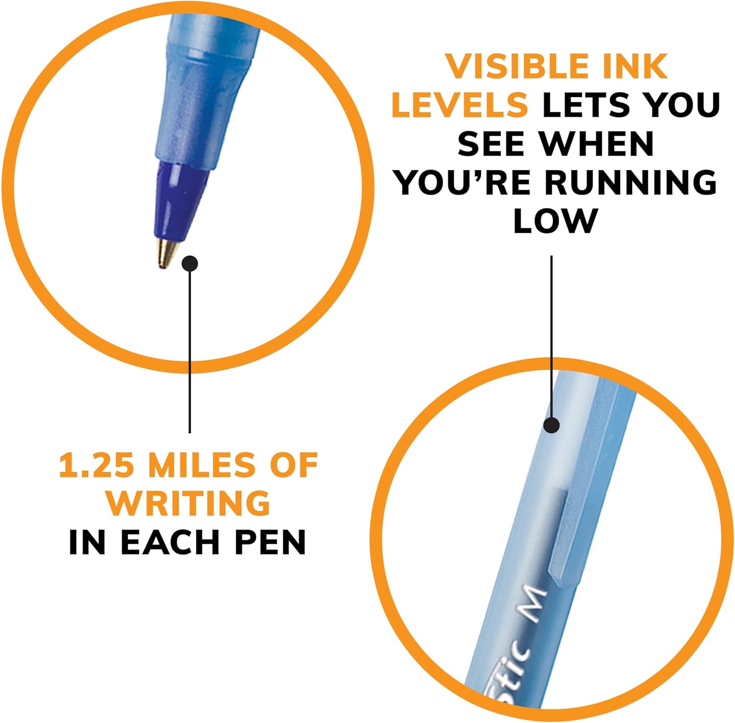 BIC Round Stic Xtra Life Ballpoint Pen, Ultra Long Lasting and Consistent Ink Flow, 60-Count in Black Ink