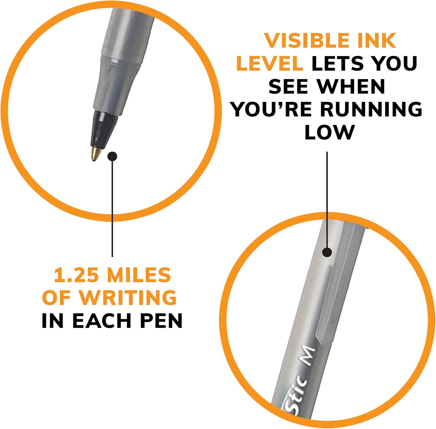 BIC Round Stic Xtra Life Ballpoint Pen, Ultra Long Lasting and Consistent Ink Flow, 60-Count in Black Ink