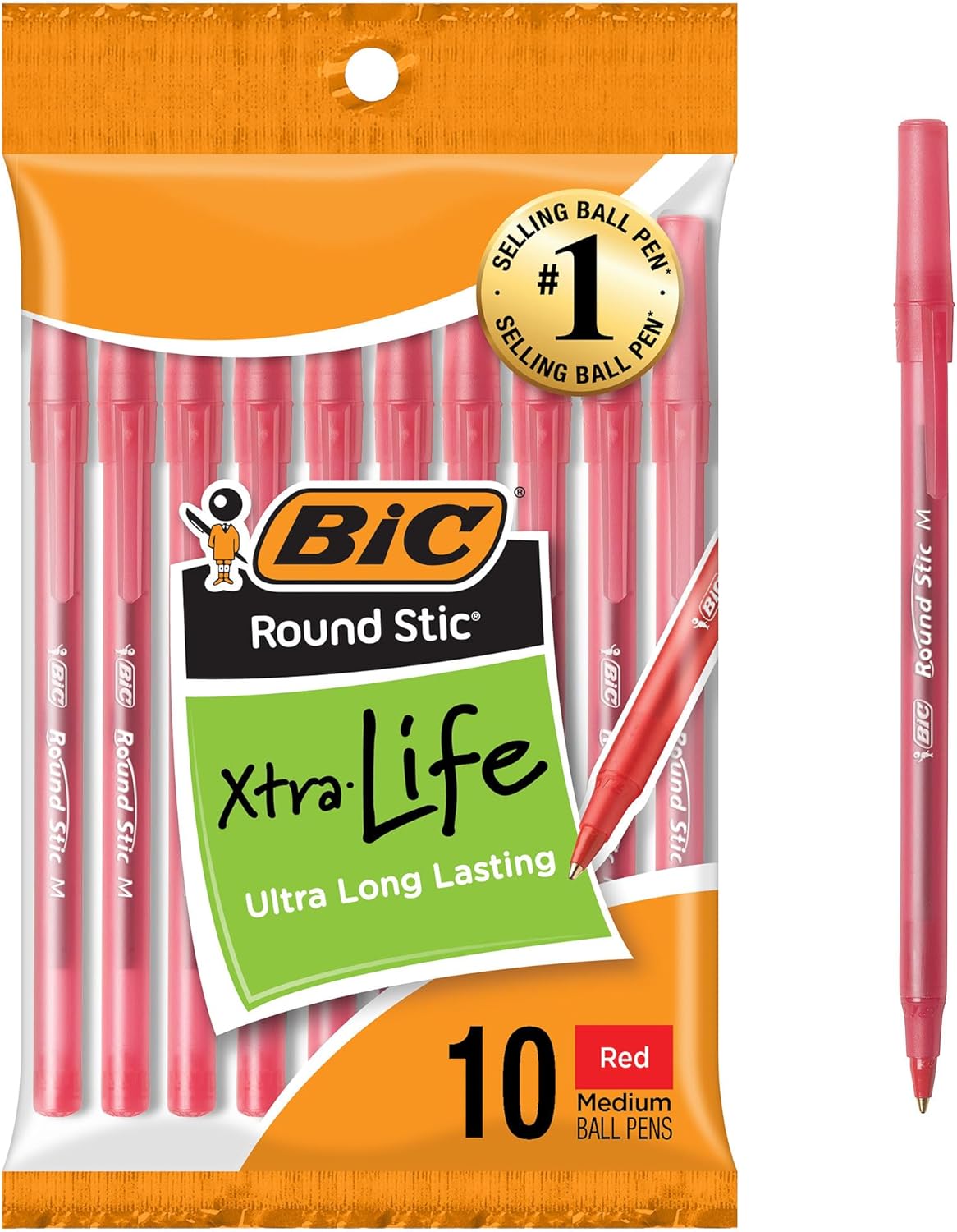 BIC Round Stic Xtra Life Ballpoint Pen, Ultra Long Lasting and Consistent Ink Flow, 60-Count in Black Ink