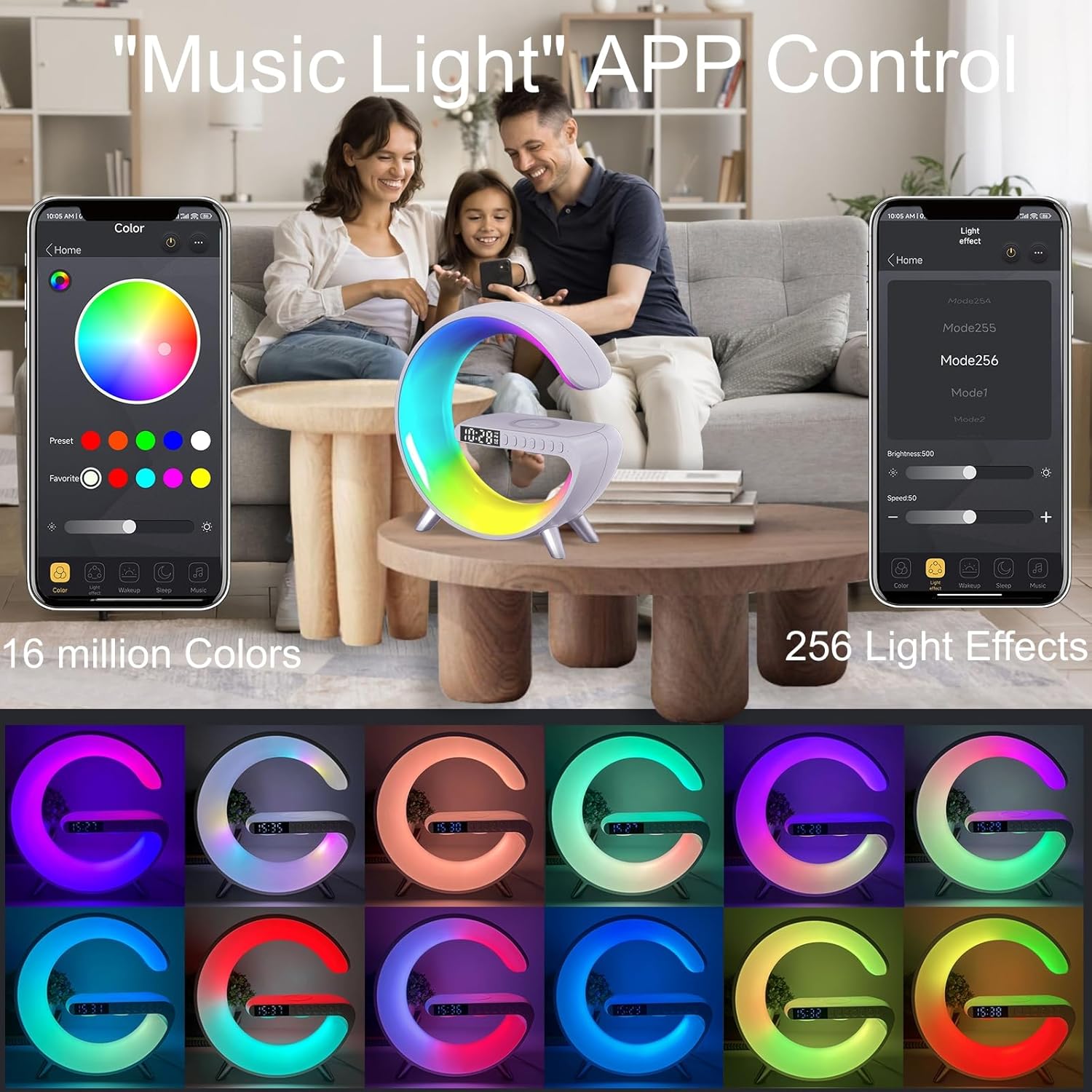 Big G Atmosphere Lamp with Bluetooth Speaker, Night Light & Solar Smart Car Air Freshener with Auto On/Off, Aluminum Alloy Body, 3 Mode