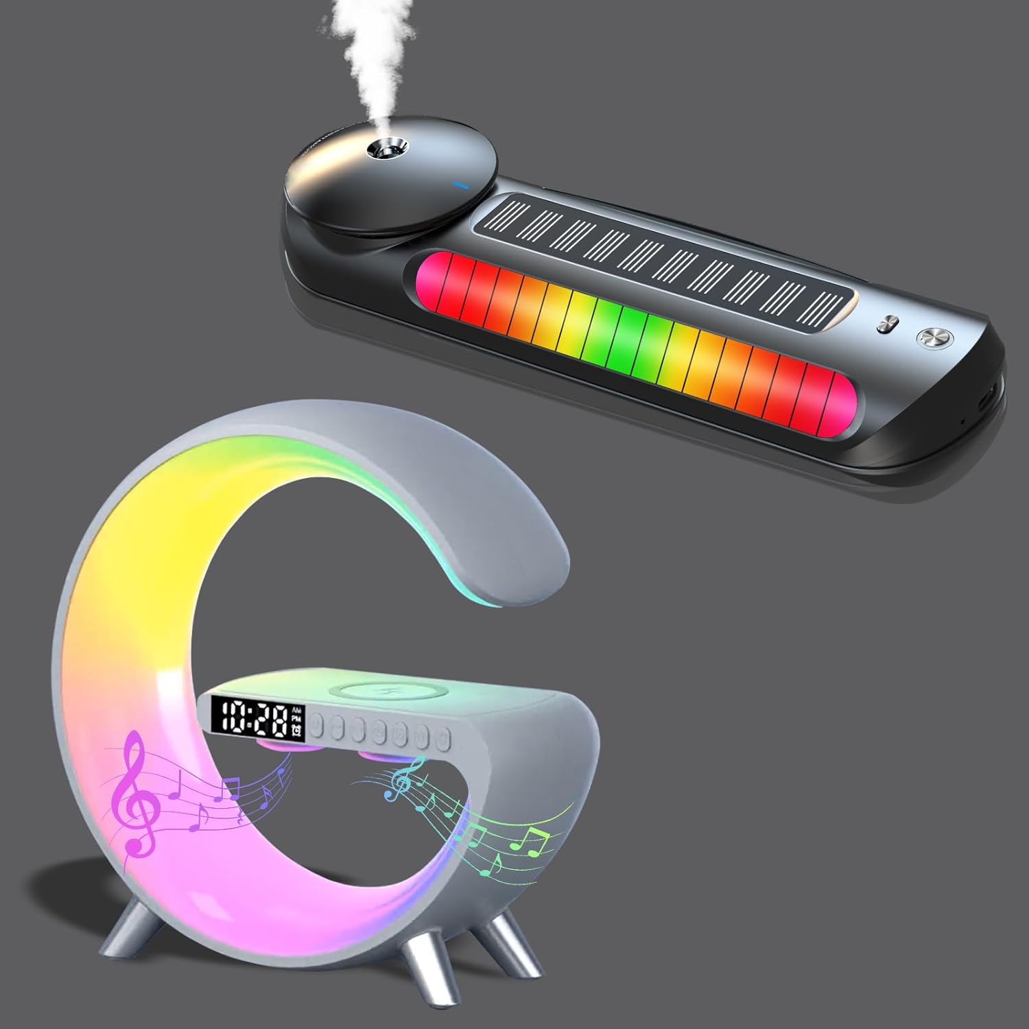 Big G Atmosphere Lamp with Bluetooth Speaker, Night Light & Solar Smart Car Air Freshener with Auto On/Off, Aluminum Alloy Body, 3 Mode