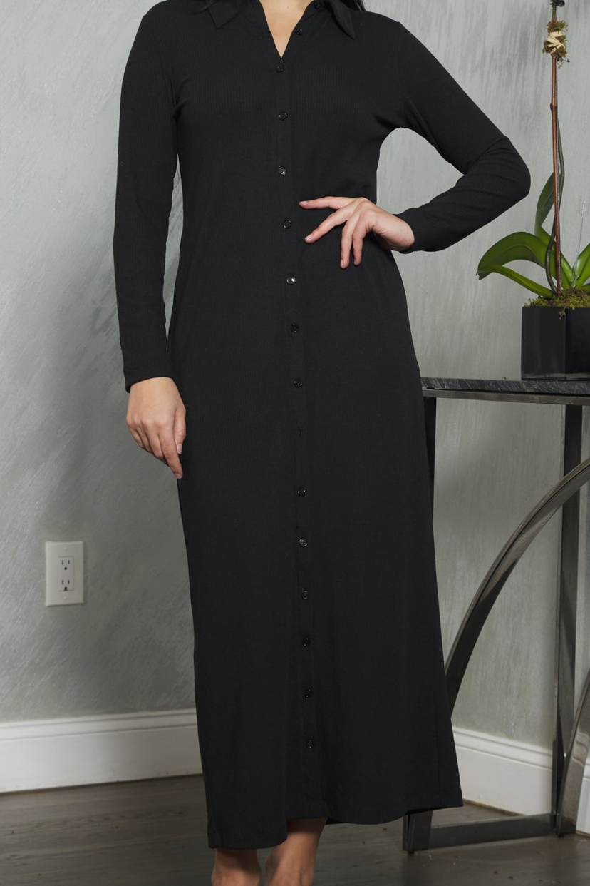 Button Down Ribbed Maxi Mackenzie Dress