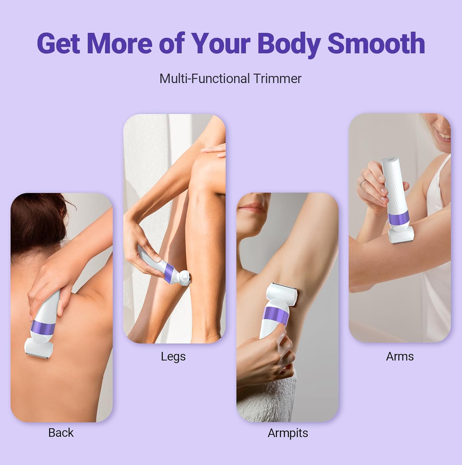 Bikini Trimmer for Women, IPX7 Waterproof Wet & Dry Electric Razors for Women, Bikini Legs Underarm Pubic Hairs Rechargeable Electric Shaver with 2 Trimmer Heads and Travel Razors