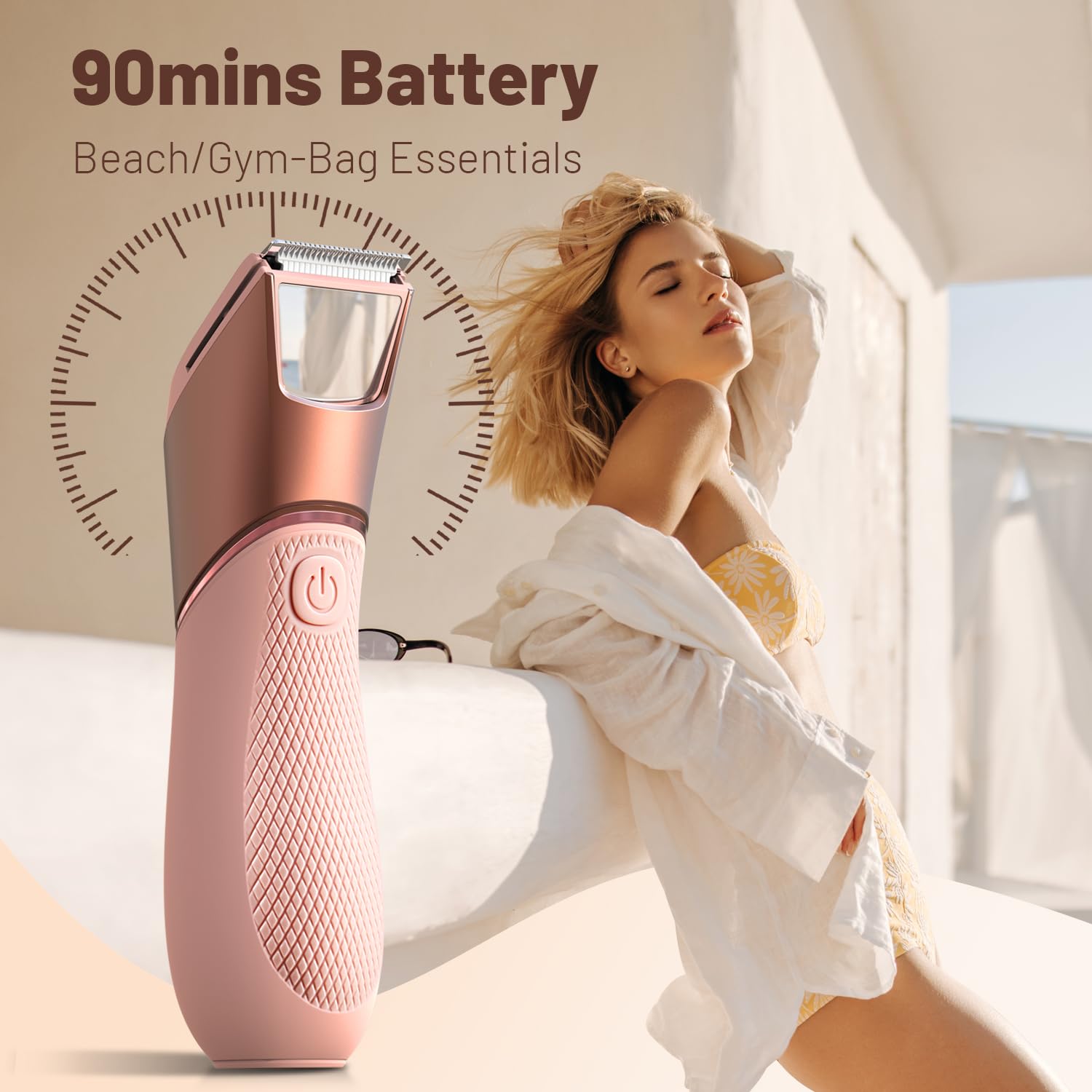 Bikini Trimmer for Women: Mirror Electric Shaver for Body Pubic Hair with LED Light, IPX7 Waterproof Portable Lady Facial Razor with Ceramic Blade,Rechargeable Body Groomer for Leg,Arm,Underarm