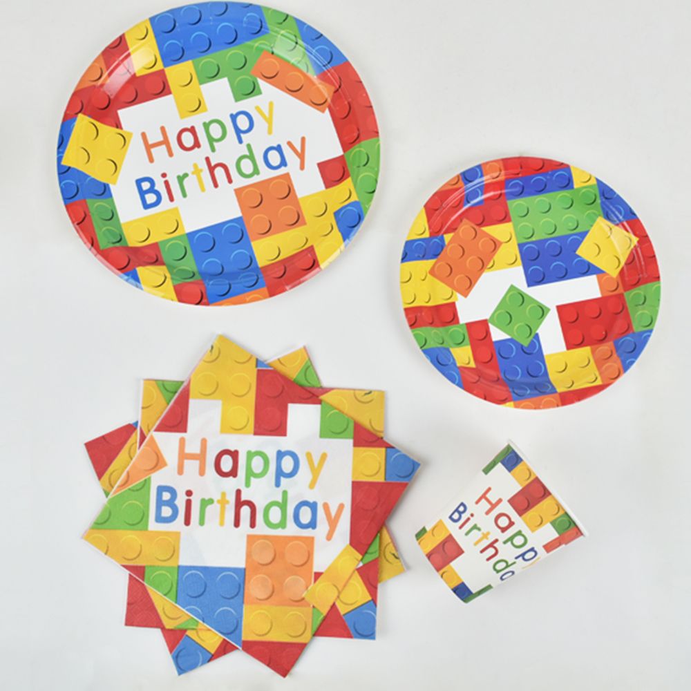 Birthday Round Dinner Plates - 9inch - Vibrant & Fun-Themed Party Tableware -72pcs