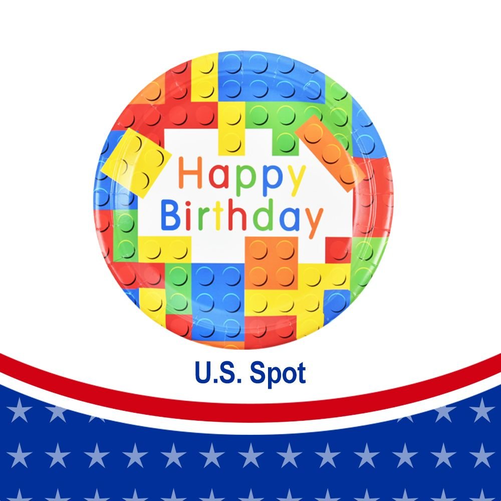 Birthday Round Dinner Plates - 9inch - Vibrant & Fun-Themed Party Tableware -72pcs