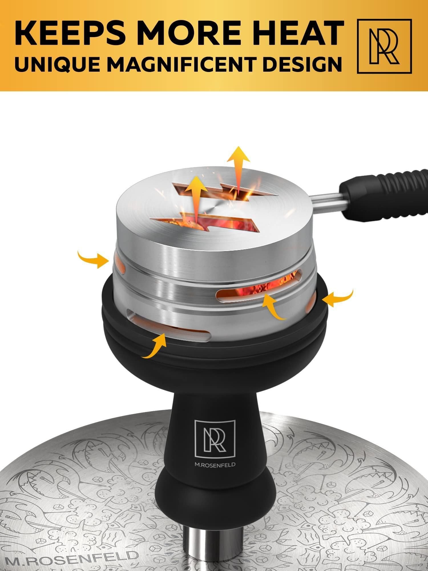 Black Hookah Bowl Set Silicone Premium Shisha Bowl Phunnel for Smoking with Hookah Tongs & Heat Management Charcoal Holder