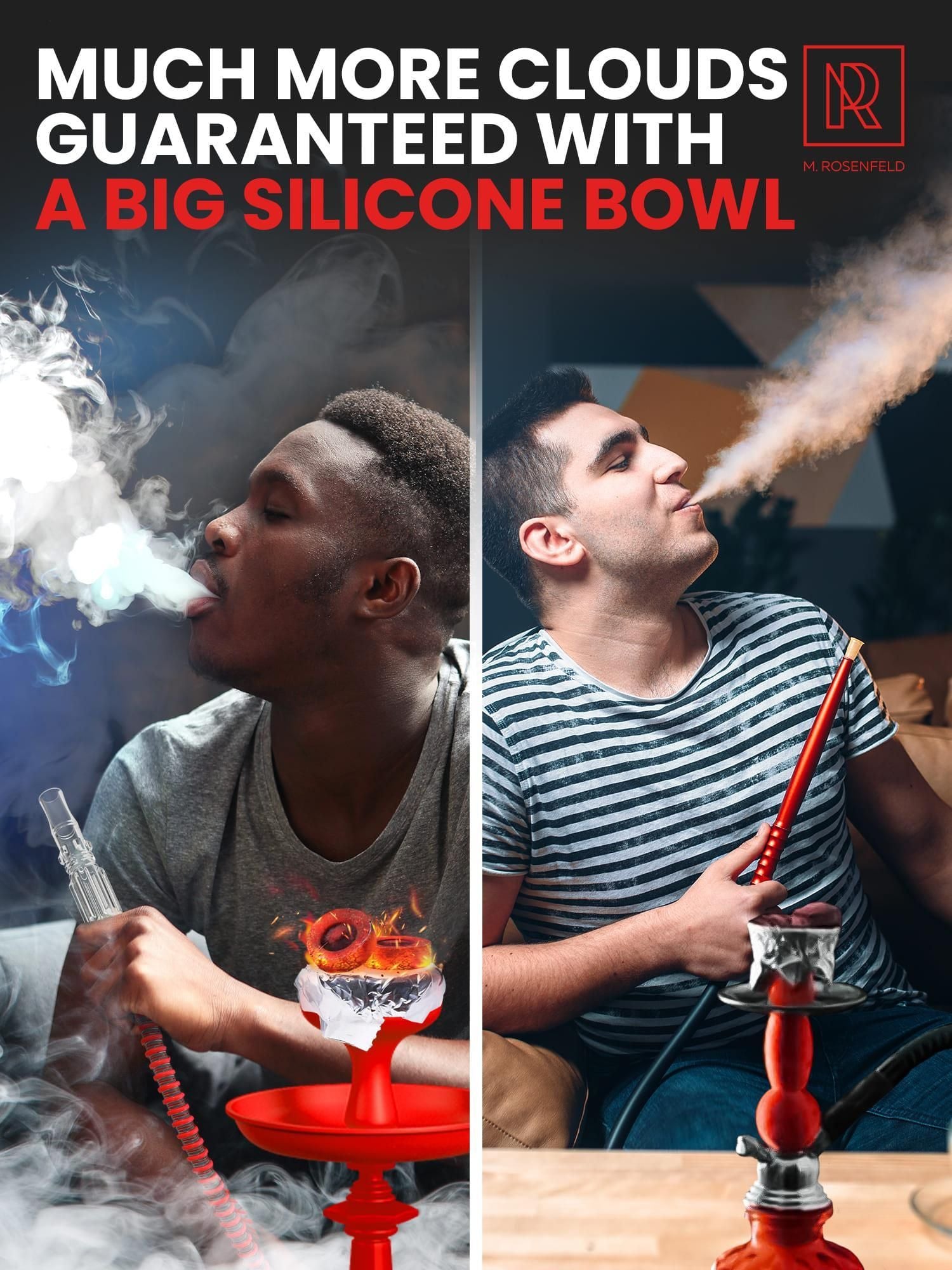 Black Red 4 Hose Hookah Set with Everything Portable good for traveling