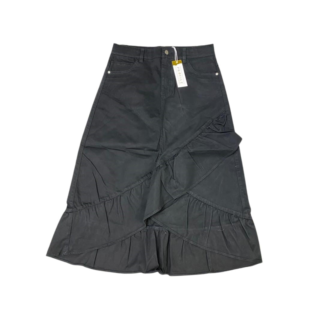 DENIM SKIRT WITH RUFFLE DETAIL