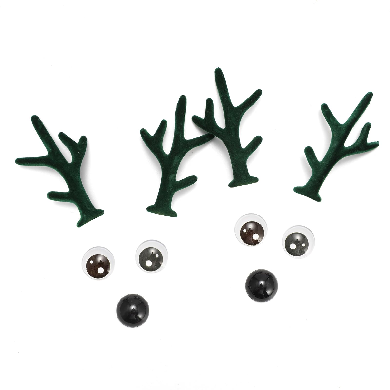 Bling Shoe Charms for Clog Sandals, 2Pairs of Lovely Reindeer Antlers, Animal Nose, Eyes Charms, Bling Glitter, Flocked Shoe Decoration Charms Accessories for Christmas Party Favor