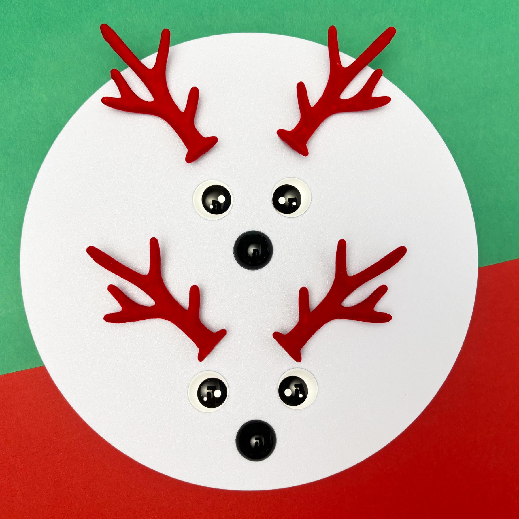 Bling Shoe Charms for Clog Sandals, 2Pairs of Lovely Reindeer Antlers, Animal Nose, Eyes Charms, Bling Glitter, Flocked Shoe Decoration Charms Accessories for Christmas Party Favor